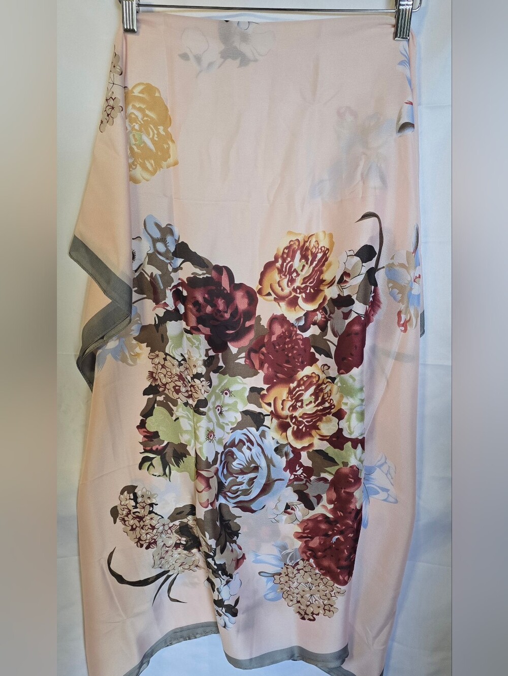 Floral Scarf Blush Pink with Multi-Color Blooms
